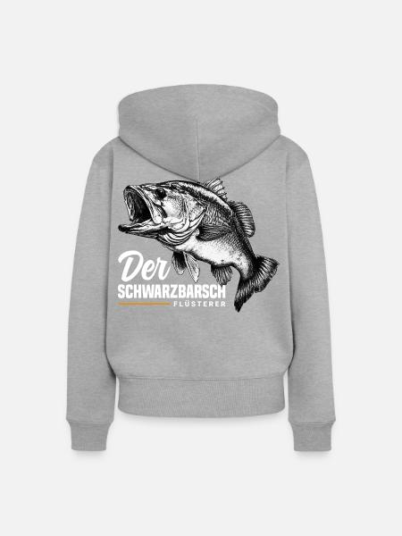 Schwarzbarsch Flüsterer - Frauen Premium Bio Zip Hoodie - Grau meliert