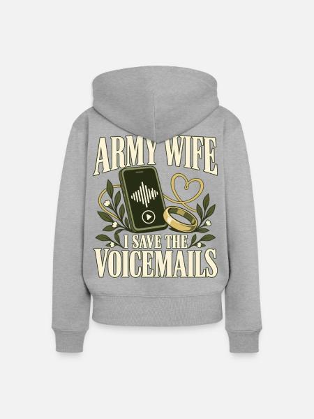 Armee Ehefrau Militär Ehefrau Einsatz - Frauen Premium Bio Zip Hoodie - Grau meliert