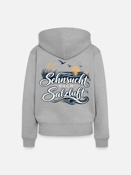 Sehnsucht nach Salzluft - Frauen Premium Bio Zip Hoodie - Grau meliert