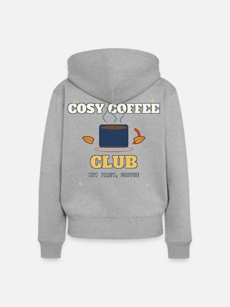 Cosy Coffee Club Logo Tee - Frauen Premium Bio Zip Hoodie - Grau meliert