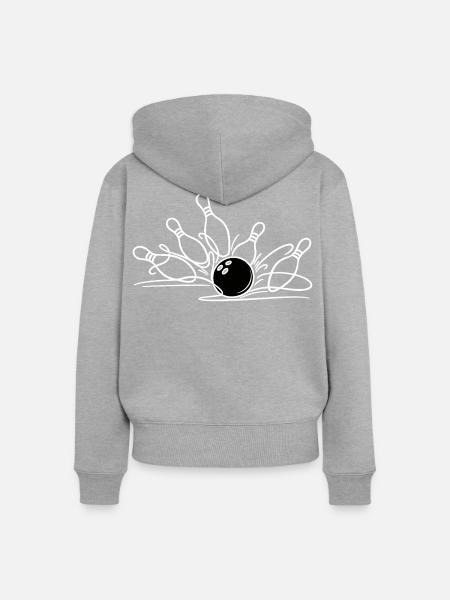 Handgezeichnete Bowling Linienkunst - Frauen Premium Bio Zip Hoodie - Grau meliert
