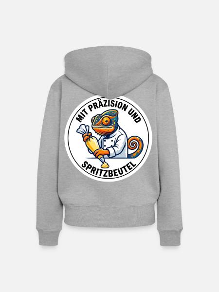 Präzision Spritzbeutel Chamäleon Konditor - Frauen Premium Bio Zip Hoodie - Grau meliert
