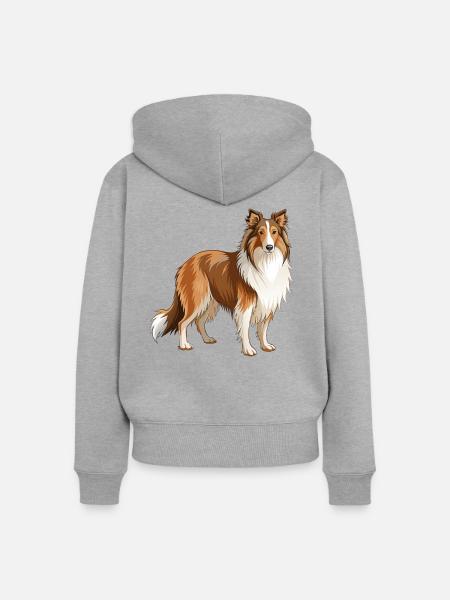 Collie Dog steht - Frauen Premium Bio Zip Hoodie - Grau meliert