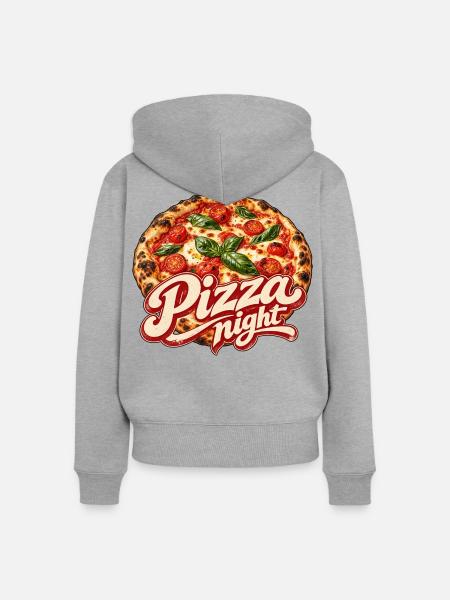 Pizza Night Logo Druck - Frauen Premium Bio Zip Hoodie - Grau meliert