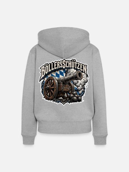 Böllerschützen Kanone  - Frauen Premium Bio Zip Hoodie - Grau meliert