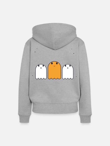 Fröhliches Geistertrio - Frauen Premium Bio Zip Hoodie - Grau meliert