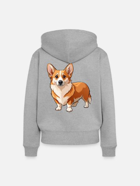 Walisischer Corgi-Hund - Frauen Premium Bio Zip Hoodie - Grau meliert