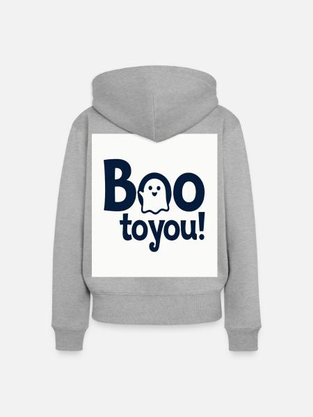 Buh an dich Ghost Design - Frauen Premium Bio Zip Hoodie - Grau meliert