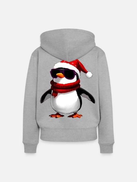 Coole Pinguine Weihnachten - Frauen Premium Bio Zip Hoodie - Grau meliert