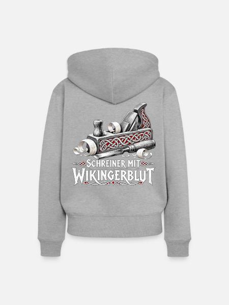 Schreiner mit Wikingerblut | Noventra - Frauen Premium Bio Zip Hoodie - Grau meliert