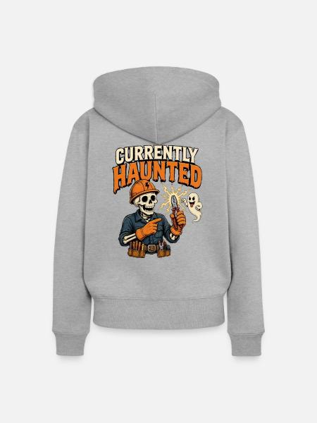Derzeit verflucht – lustiger Halloween-Elektriker - Frauen Premium Bio Zip Hoodie - Grau meliert