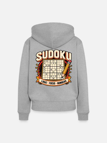 Sudoku-Logikzahlen - Frauen Premium Bio Zip Hoodie - Grau meliert