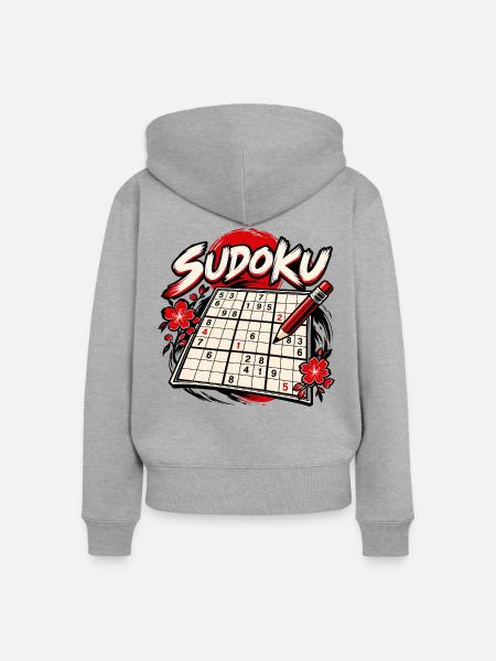 Sudoku - Frauen Premium Bio Zip Hoodie - Grau meliert