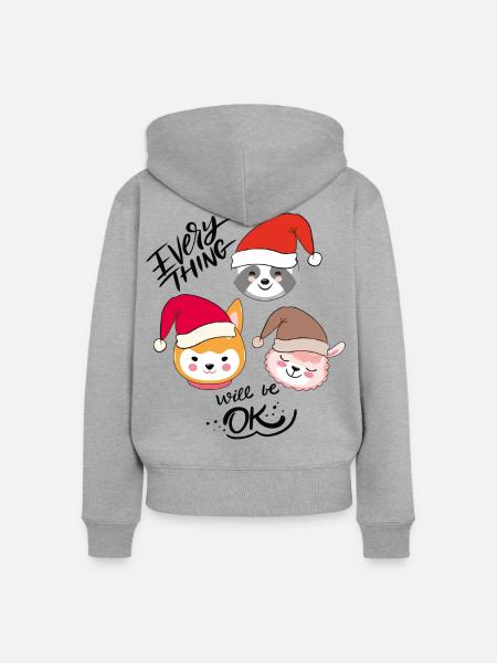 Weihnachtstrio mit Hüten - Frauen Premium Bio Zip Hoodie - Grau meliert