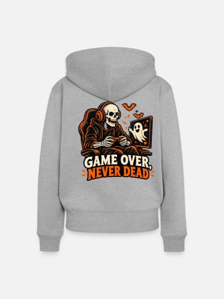 Spiel vorbei: Nie tot. - Frauen Premium Bio Zip Hoodie - Grau meliert