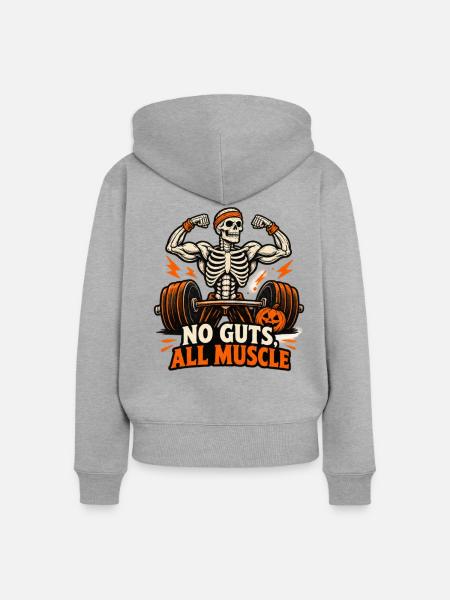 No Guts All Muscle - Frauen Premium Bio Zip Hoodie - Grau meliert