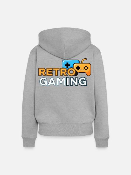 Retro Gaming - Frauen Premium Bio Zip Hoodie - Grau meliert
