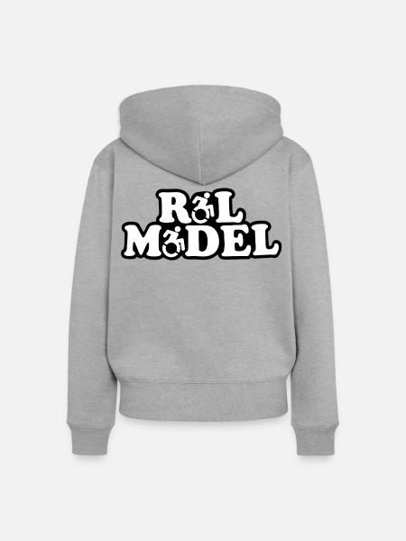 Jeder Rollstuhlnutzer ist ein Vorbild # - Frauen Premium Bio Zip Hoodie - Grau meliert