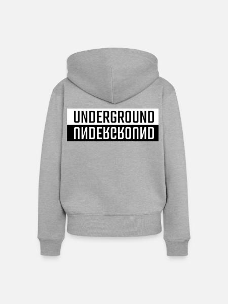 Untergrund Doppelschrift - Frauen Premium Bio Zip Hoodie - Grau meliert