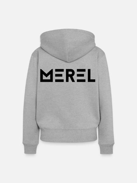 Vorname Merel - Frauen Premium Bio Zip Hoodie - Grau meliert