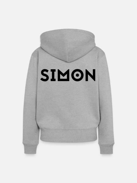 Vorname Simon - Frauen Premium Bio Zip Hoodie - Grau meliert