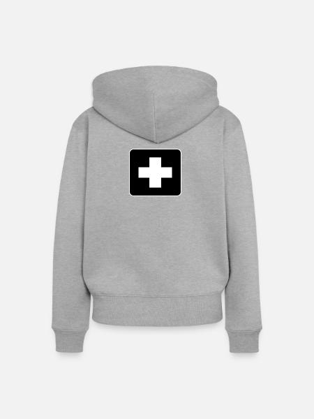 Help - Frauen Premium Bio Zip Hoodie - Grau meliert