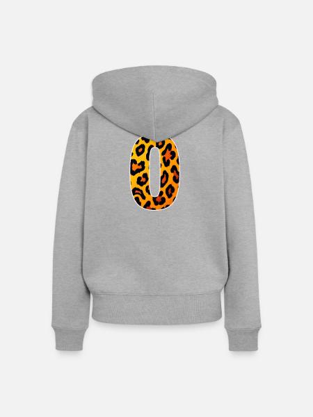 Leopard_Buchstabenmuster_-_O - Frauen Premium Bio Zip Hoodie - Grau meliert