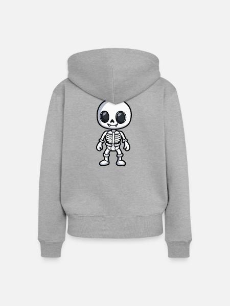 Skelett Halloween Comic - Frauen Premium Bio Zip Hoodie - Grau meliert