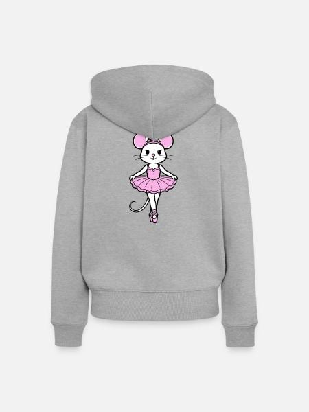 Ballerina-Maus - Frauen Premium Bio Zip Hoodie - Grau meliert