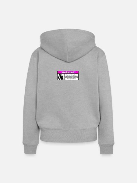 Warnung - Frauen Premium Bio Zip Hoodie - Grau meliert