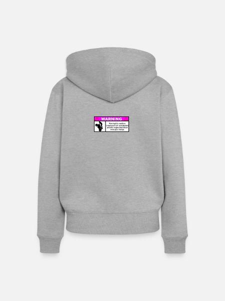 Vorsichtig - Frauen Premium Bio Zip Hoodie - Grau meliert