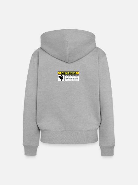 Warnung - Frauen Premium Bio Zip Hoodie - Grau meliert