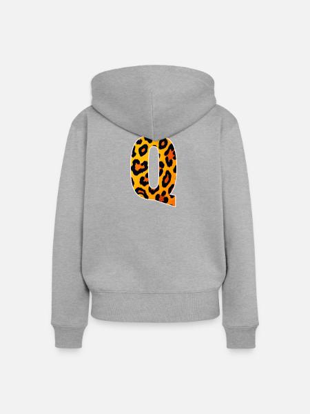 Leopard_Buchstabenmuster_-_Q - Frauen Premium Bio Zip Hoodie - Grau meliert
