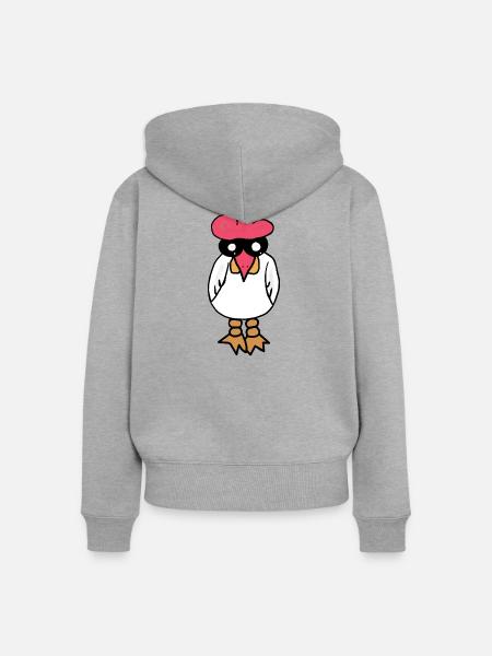 Huhn - Frauen Premium Bio Zip Hoodie - Grau meliert