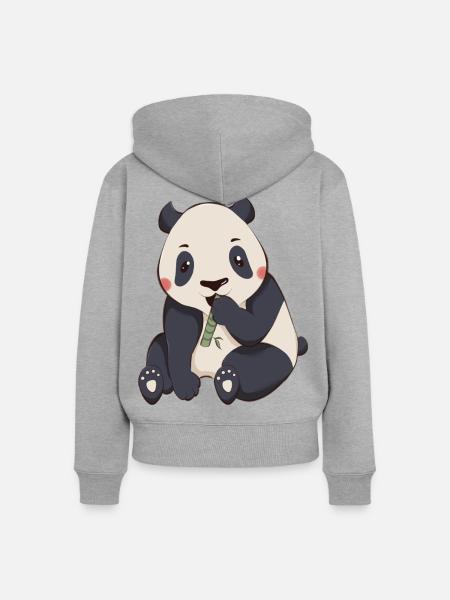 Panda - Frauen Premium Bio Zip Hoodie - Grau meliert