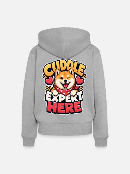 Shiba - Frauen Premium Bio Zip Hoodie - Grau meliert