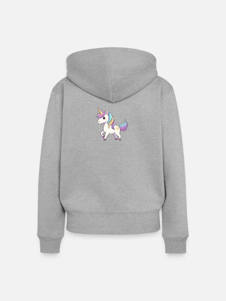 Einhorn-Regenbogen-Traum - Frauen Premium Bio Zip Hoodie - Grau meliert