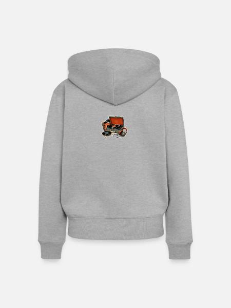 Vinyl Echoes Retro Turntable - Frauen Premium Bio Zip Hoodie - Grau meliert