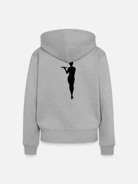 Herausfordernde Kellnerin mit Tablettschattenfigur - Frauen Premium Bio Zip Hoodie - Grau meliert