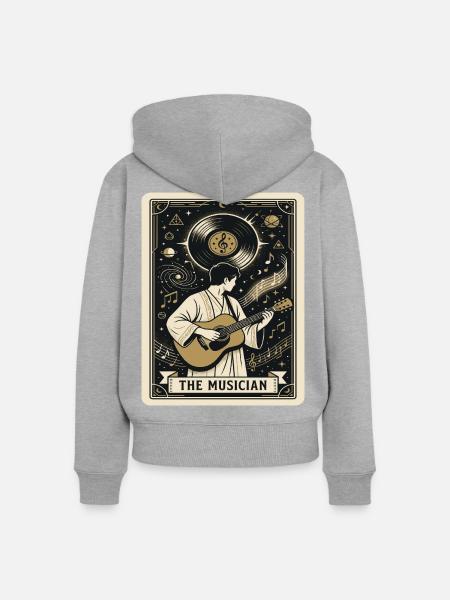 Der Musiker im Kosmos - Frauen Premium Bio Zip Hoodie - Grau meliert