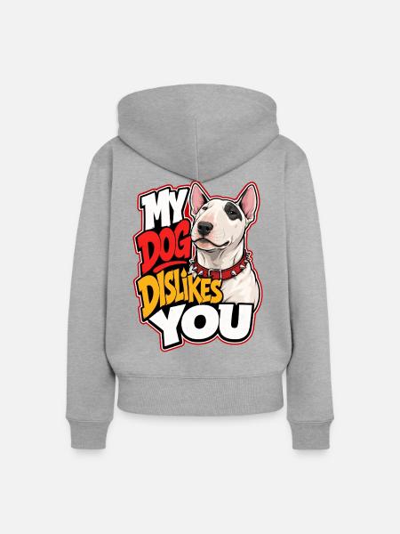 Bullterrier - Frauen Premium Bio Zip Hoodie - Grau meliert