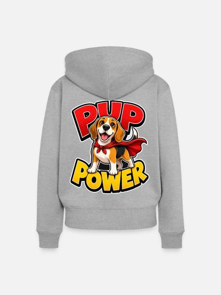 Beagle - Frauen Premium Bio Zip Hoodie - Grau meliert