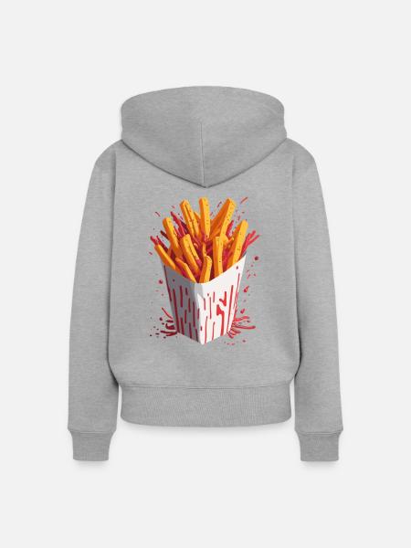 Explosive Chips - Frauen Premium Bio Zip Hoodie - Grau meliert
