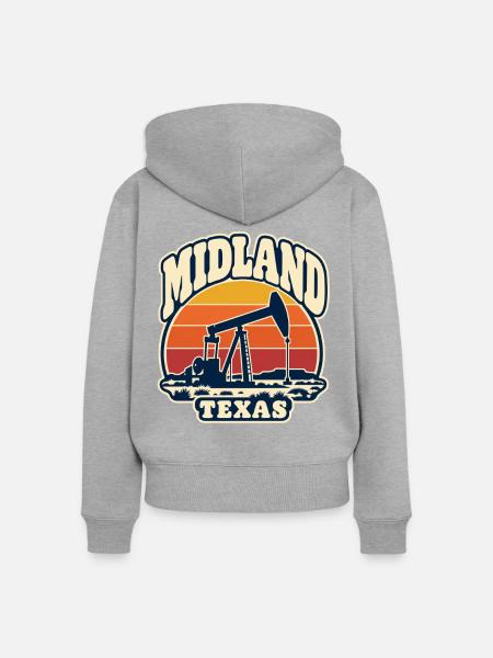 Texas Midland Ölpumpen Sunset - Frauen Premium Bio Zip Hoodie - Grau meliert