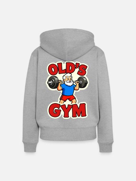 Old's Gym - Frauen Premium Bio Zip Hoodie - Grau meliert