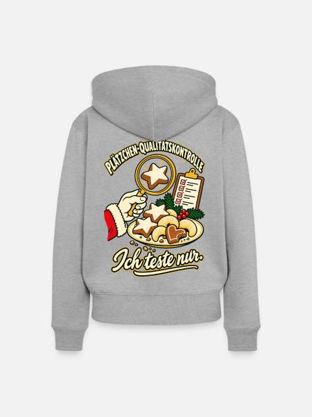 Plätzchen Qualitätskontrolle - Frauen Premium Bio Zip Hoodie - Grau meliert