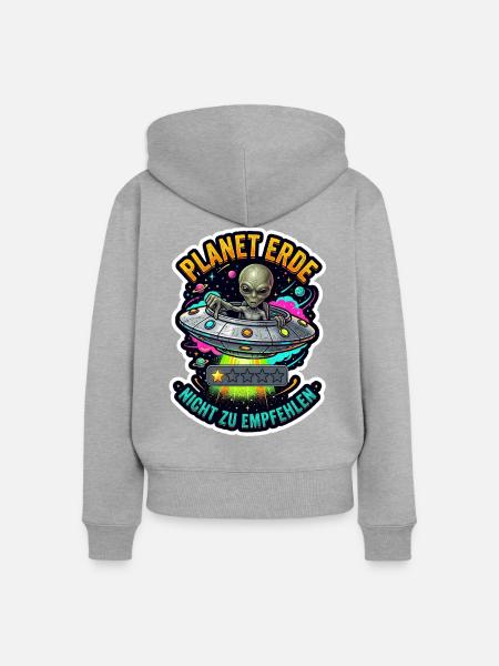 Planet Erde Nicht Zu Empfehlen - Frauen Premium Bio Zip Hoodie - Grau meliert