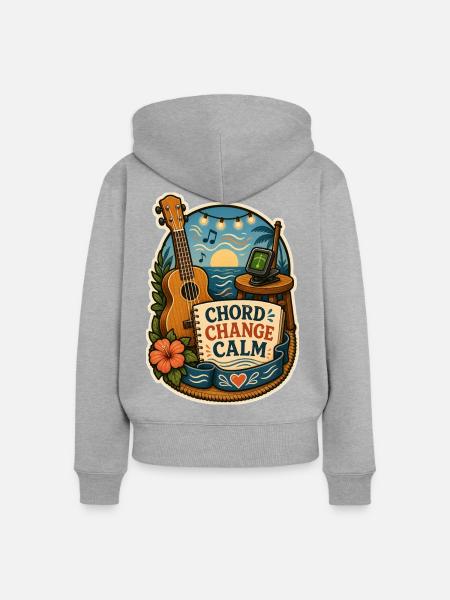 CHORD CHANGE CALM - Frauen Premium Bio Zip Hoodie - Grau meliert