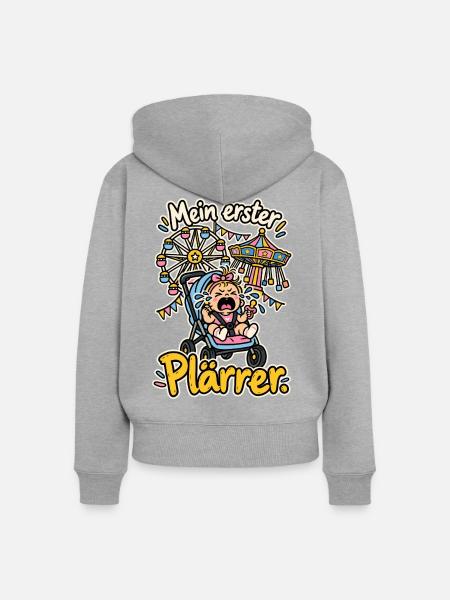 Mein erster Plärrer - Frauen Premium Bio Zip Hoodie - Grau meliert