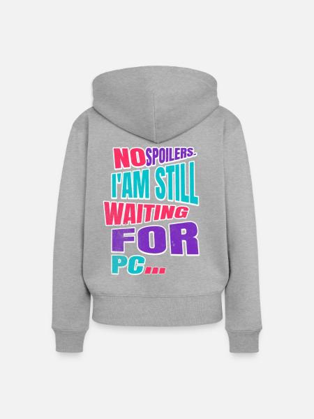 No Spoilers PC Gamer Retro - Frauen Premium Bio Zip Hoodie - Grau meliert